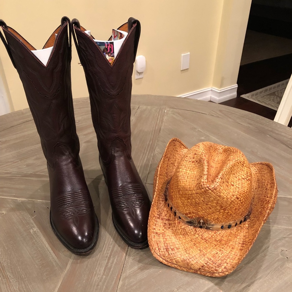 Lucchese 2000 Dark Brown Leather Cowboy Boots T3095R4